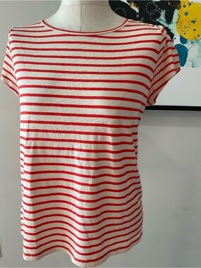 LOFT Classic Red Stripe Women’s Tee - Crewneck Short Sleeve Size L